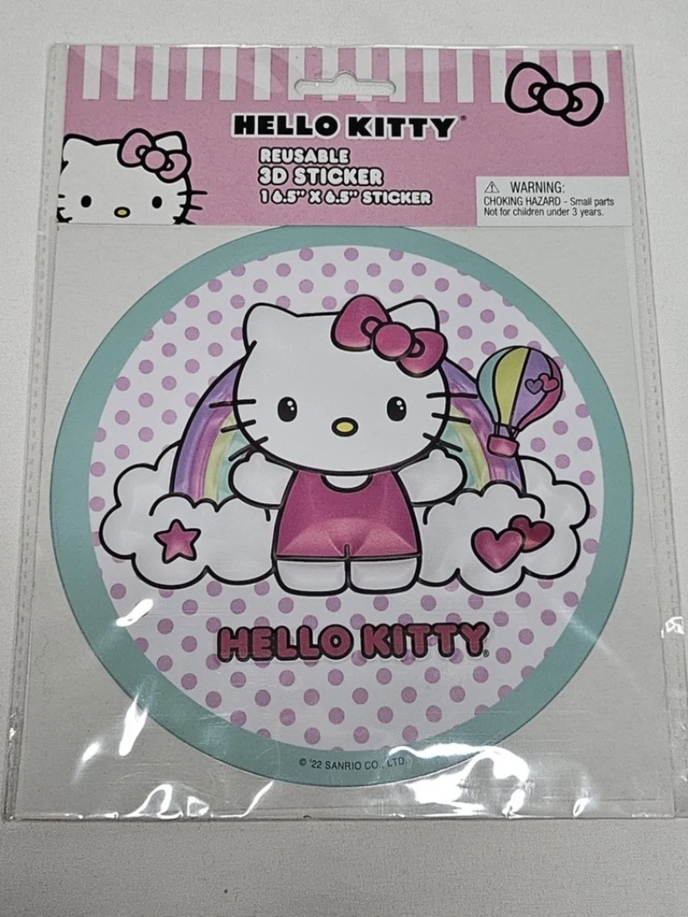 New Set of 2 Sanrio Hello Kitty Reusable 3D Puffy Stickers Rainbow Kawaii 6.5